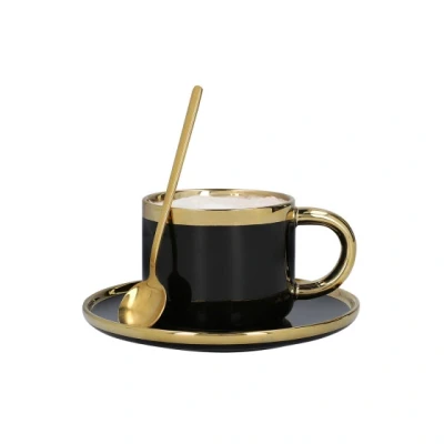 Image of Cup with a saucer and spoon Homla SINNES Black, 200 ml