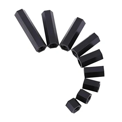 Image of Akozon Spacer Standoff 100Pcs M3 Female Hex Threaded Black Nylon Bolts Nuts Assortment Set With Plastic Box(M3*10)