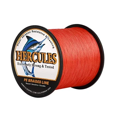 Image of Hercules Super Cast 300M 328 Yards Braided Fishing Line 100 LB Test for Saltwater Freshwater PE Braid Fish Lines Superline 8 Strands Red, 100LB (45.4KG), 0.55MM