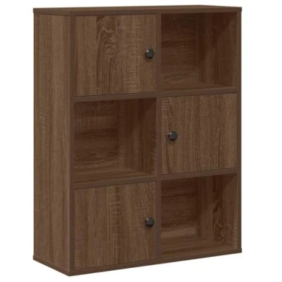 Image of vidaXL Bookcase Brown Oak Engineered Wood Bookshelf/Bookcase 60x24x76.5 cm Versatile Storage Cabinet for Living Room/Office