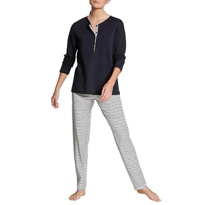 Image of CALIDA Women&#039;s Midsummer Dreams Pajama Set, Opaque, Dark Lapis Blue, XXS
