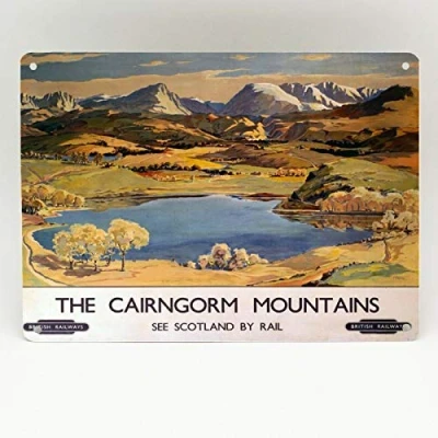 Image of Inga CAIRNGORN MOUNTAINS RAILWAY POSTER METAL SIGN BRITISH RAIL VINTAGE SCOTLAND TIN 8x12 inches