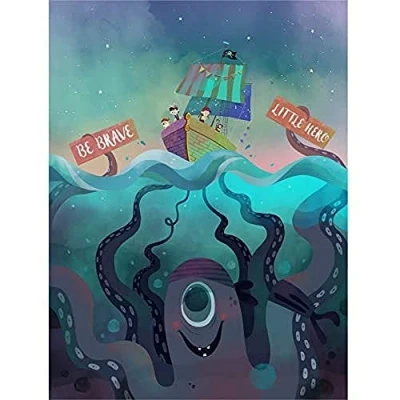Image of Wee Blue Coo Pirates Octopus Be Brave Wall Art Print