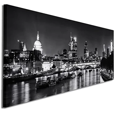 Image of Wallfillers River Thames London Skyline Canvas Art Pictures 1430 Small 97x40cm