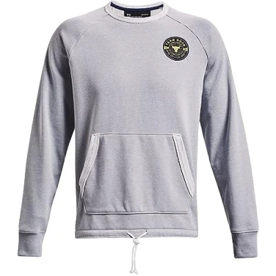 Image of Under Armour Project Rock Mens Grey Heavyweight Terry Sweater cotton Size Small