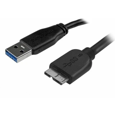 Image of StarTech.com 3m 10ft Slim USB 3.0 A to Micro B Cable M/M Mobile Charge Sync for Smartphones and Tablets (USB3AUB3MS) , Black