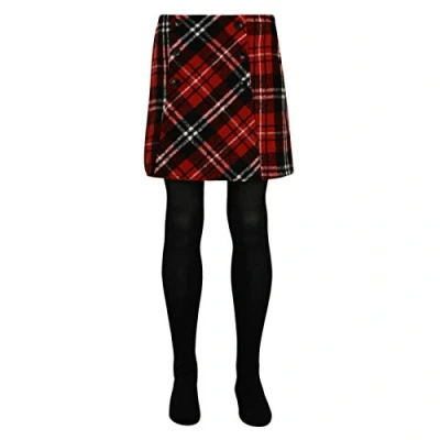 Image of Paradise Girls Skirt &amp; Tights RED Checked Wool RRP £12. EX UK Store 2PC Set 3 14Y