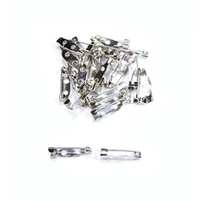 Image of Platinum Brooch Bar Pins Backs for Jewellery Making Findings (Platinum 20mm x 5mm Hook (2 Hole), Pack of 10)
