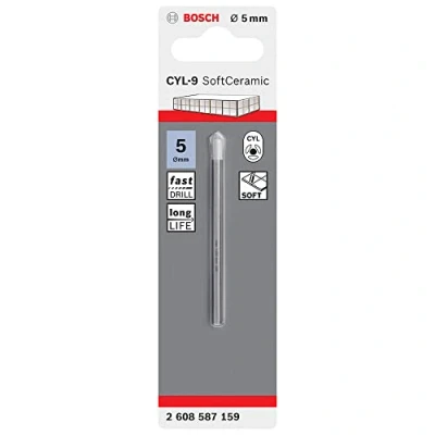 Image of Bosch Professional 1x CYL 9 SoftCeramic Tile drill Bit (for soft ceramic tiles, Ø 5 x 70 mm, Accessories driver)