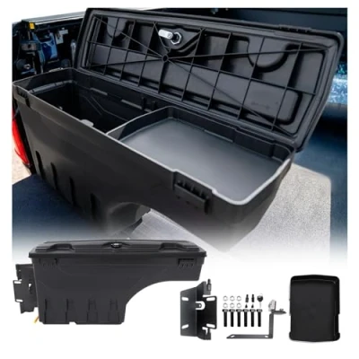 Image of JHCAHN 2023 2024 Tool Box for Ford Ranger Wildtrak Raptor Platinum XL XLT Termor Woldtrak X New T9 Accessories Swing Storage Toolbox Space Saving Rear Trunk Bed Liner Organizer (Passenger Side)