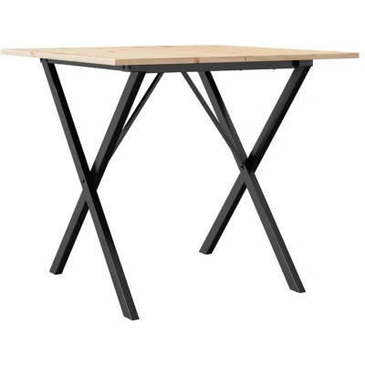 Image of vidaXL Dining Table X Frame 90x90x75 cm Solid Wood Pine and Steel