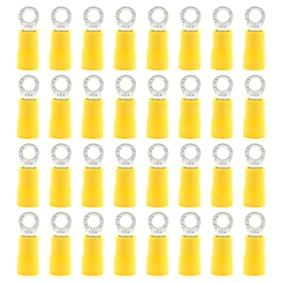 Image of Hocansen 50 Pieces Ring Connectors M4 Electrical Wire Insulated Terminals Crimp (UPR4/Yellow)