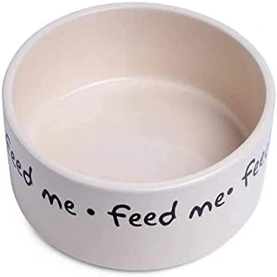 Image of Petface Feed Me Ceramic Bowl, 20 cm,White/Black