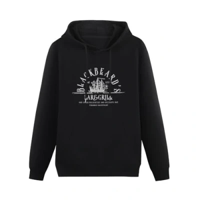 Image of CELeus Black Beard&#039;S Bar And Grill Hoody, Our Flag Means Death Hoodies Long Sleeve Pullover Loose Hoody Men Sweatershirt Size L