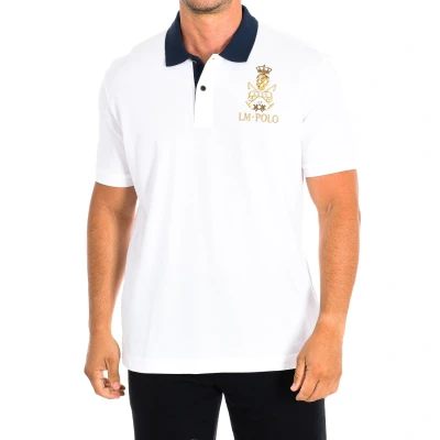 Image of La Martina Mens Short Sleeve Polo RMPE60 PK097 man White Cotton Size Small