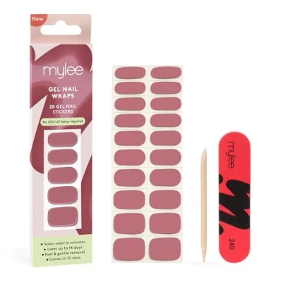 Image of Mylee Gel Nail Wraps [Vintage Rose] 10 Pre Cured Stickers for Instant Mani No Lamp Needed, Chip Resistant, Glossy Finish, Lasts Up to 14 Days Easy Apply, Vegan &amp; Cruelty Free