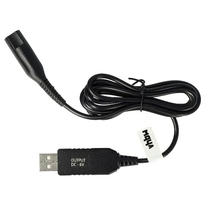 Image of vhbw Charging Cable compatible with Braun 5417, Contour Pro, 5517, 5527, 5529, BeardTrimmer, X Razor Power Cable, 120 cm, Black