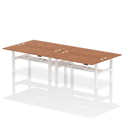 Image of Air B2B 1800x800mm Height Adjustable 4P Bench Desk CP Walnut/White