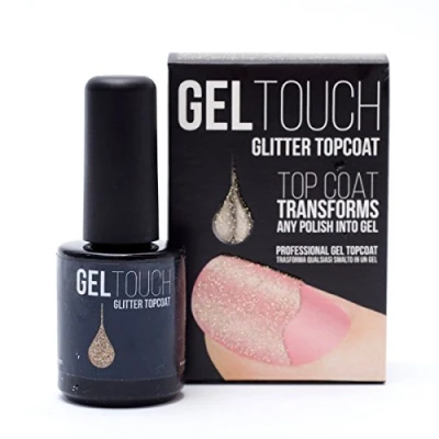 Image of Gel Touch Finish Top Coat Gel, Gold Glitter 8 ml