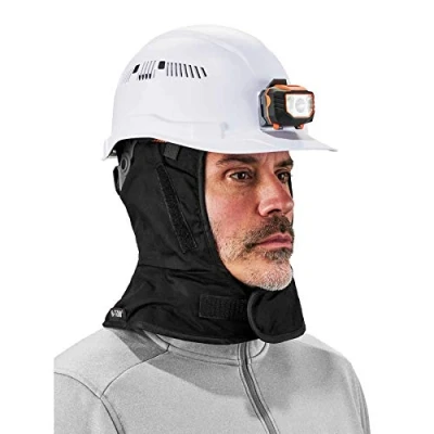 Image of Winter Hard Hat Liner, Cotton Shell, Thermal Fleece Lined, Shoulder Length, Ergodyne N Ferno 6852,Black