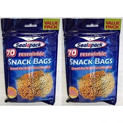 Image of 6 x 70 Resealable Food Snack Bags Lunchboxes Picnics School