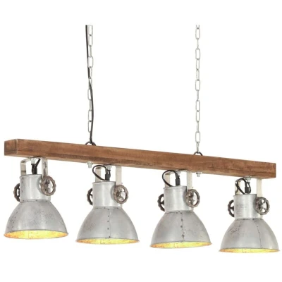 Image of vidaXL Industrial Ceiling Lamp Silver E27 Mango Wood