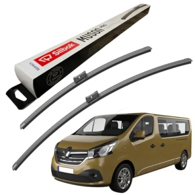 Image of Silbak Windscreen Wipers, fits for RENAULT TRAFIC 3 (05/2014 ONWARDS) Front Wiper Blades, 650mm/480mm