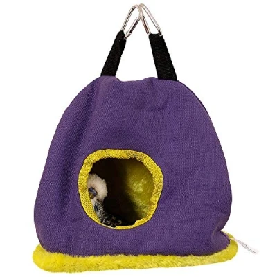 Image of PARROT ESSENTIALS Medium Bird House Snuggle Hut Hideaway for Parrots, Budgies and Other Birds Fun Coloured Soft, Cozy Hanging Tent Sack Resting Hiding Toy Hammock Makes Them Feel Safe