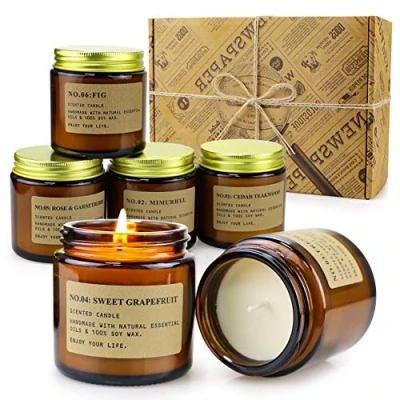 Image of Scented Candles Gift Set for Women, 6 Pack 3.5 Oz Set, 150 Hours Long Burning Soy Wax Jar Aromatherapy Stress Relief, Birthdays, Weddings, Christmas Gifts, Yoga, Bath