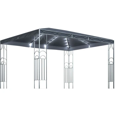 Image of vidaXL Gazebo with LED String Lights 400x300 cm Anthracite
