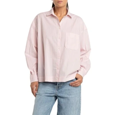 Image of Replay women&#039;s long sleeved shirt made of cotton, multicolored (pink/white 010), M