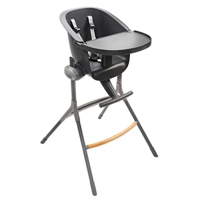 Image of Béaba Up&amp;Down High Chair, Made in France, Ergonomic, Evolutive Removable Lunch Table, Adjustable 6 Heights, Comfortable, Design, Robust Materials, Dark Grey