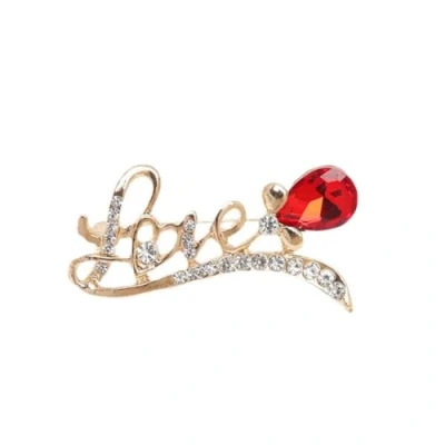 Image of Rhinestone Love letters Brooch Pin Crystal for Women Fashion Jewelry Pins Clothing Accessories Gift