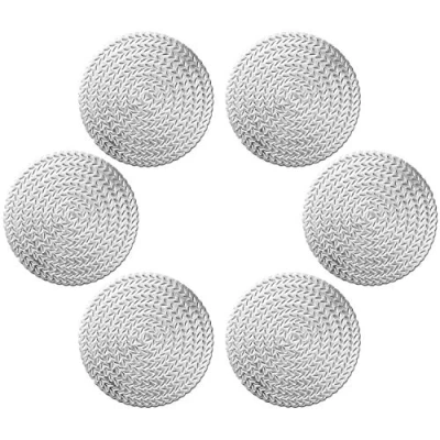 Image of GLOBALDREAM Coasters, 6pcs Hollowed Out Round Cup Coaster Metallic Coffee Coasters Table Decorative Non Slip Drinks PVC Insulation Pads Mats(Silver, 10cm, C01)