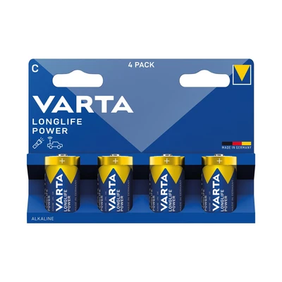 Image of Varta Longlife Power C Alkaline Battery 1.5V (Pack of 4) 4914121424