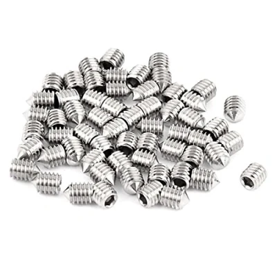 Image of Sourcingmap 60pcs M4 x 5mm 304 Stainless Steel Hex Socket Cone Point Grub Screw
