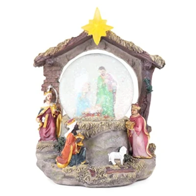 Image of Christmas Concepts® 18cm Musical Resin Decoration Nativity Scene Water Globe + Colour Changing LED Lights