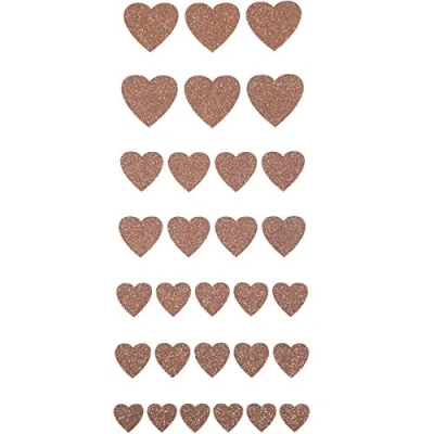 Image of 12 25mm Glittery Love Heart Stickers Self Adhesive Hearts 30 pcs (Rose Gold)