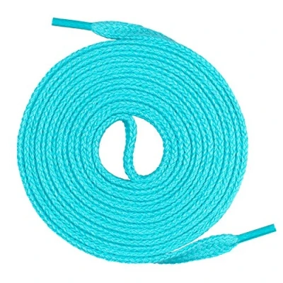 Image of Mount Swiss©, premium laces, 1 pair of flat laces made 100 % cotton, tear resistant, 7 mm wide, Adult (Unisex), turquoise, 110 cm
