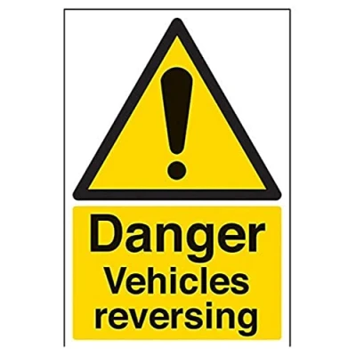 Image of V Safety Danger Vehicles Reversing Warning Sign 200mm x 300mm 1mm Rigid Plastic