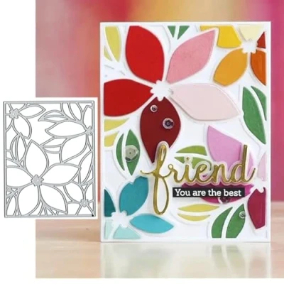 Image of Floral Leaf Frame Metal Die Cuts for Card Making,Square Flower Cutting Dies Cut Stencils DIY Scrapbooking Album Embossing Paper Craft