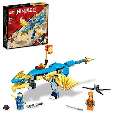 Image of LEGO NINJAGO Jay’s Thunder Dragon EVO 71760 Playset Featuring a Posable Toy, Jay and Snake Toy; Building Kit for Kids Aged 6+ (140 Pieces)