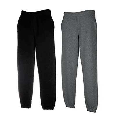 Image of Fruit of The Loom Men&#039;s trousers, 1 x dark heather + black elastic Hl purchase notepad, XXL