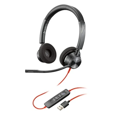 Image of Plantronics Blackwire 3320 USB A (Poly) Wired, Dual Ear (Stereo) Headset with Boom Mic to connect your PC and/or Mac Works Teams, Zoom, &amp; more