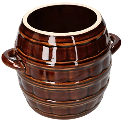 Image of KOTARBAU® Ceramic Fermentation Pot 2.5 L Barrel Stoneware Pickle Sauerkraut Preserving Jar Clay Glazed Brown