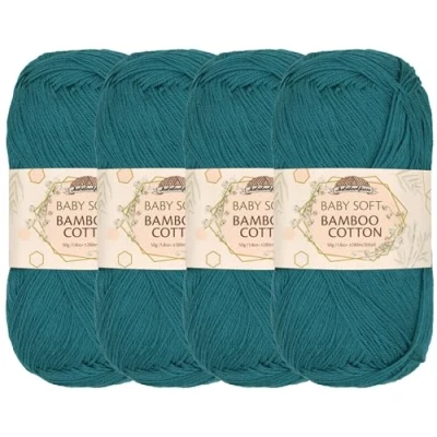 Image of JubileeYarn Baby Soft Bamboo Cotton Yarn 50g/Skein Frozen Tidepool 4 Skeins