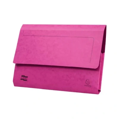 Image of Exacompta Ref 5251Z Europa Pocket Wallet, 356 x 242mm, Half Flap Front for Security, 300 Micron Premium Pressboard, Holds A4 &amp; Foolscap Documents Pink, Pack of 10
