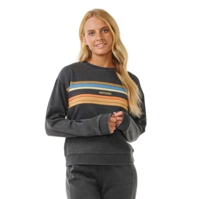 Image of RIP CURL Womens High Tide Surf Crew Neck Sweatshirt Washed Black M