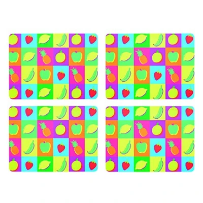 Image of KitchenCraft Fruit Cork Backed Placemats, Set of 4, Multi Colour