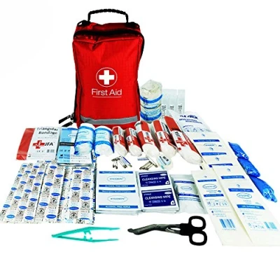 Image of JFA 200 Piece Comprehensive First Aid Kit Bag Includes Emergency Blanket, Ice Pack, Wound Closure Strips, Saline, Tuff Cut Scissors, CPR Shield, Bandages, Dressings, for Home, Work, Car, Travel